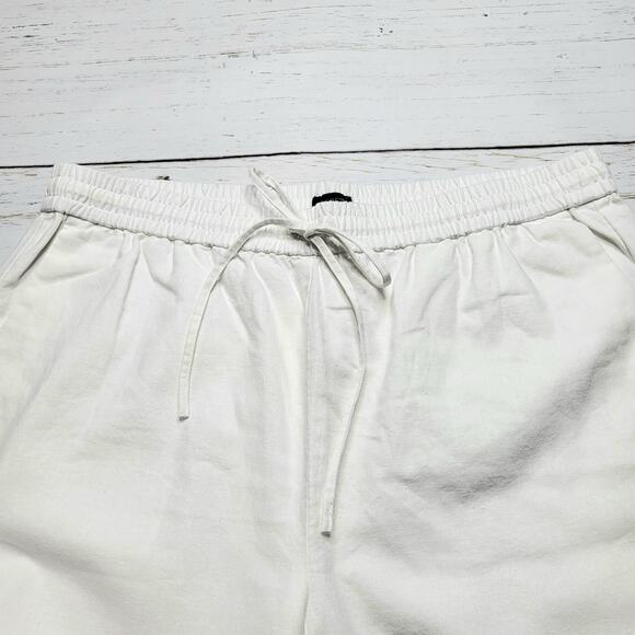 J.Crew Linen Blend Slim Wide Leg Drawstring Pants White Pull On Relaxed Large 14 - Picture 4 of 8